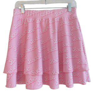 TRUE COLOURS Baddie Barbie Tiered Baby Pink Swim Rave Skirt - Size L